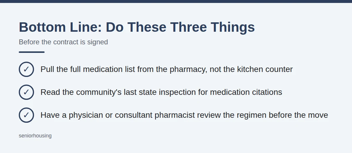 Summary card: Bottom Line, Do These Three Things